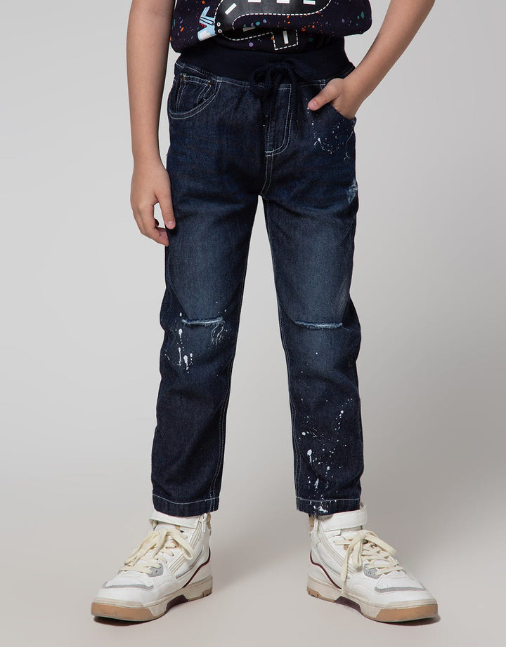 Little M Long Pants Reguler Rib Print Destroyed