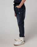Little M Long Pants Reguler Rib Print Destroyed