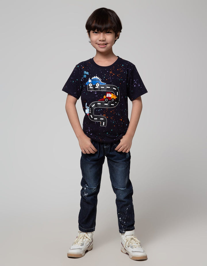 Little M Long Pants Reguler Rib Print Destroyed