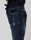 Little M Long Pants Reguler Rib Print Destroyed