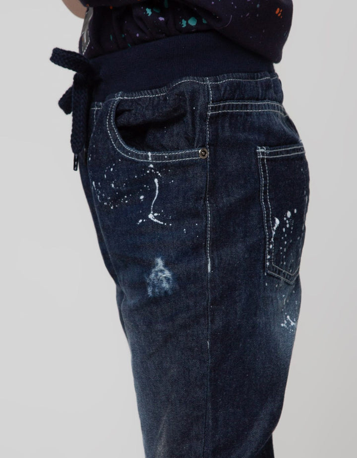 Little M Long Pants Reguler Rib Print Destroyed