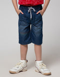 Little M Kontras Stitch Denim Pendek Anak Laki-laki