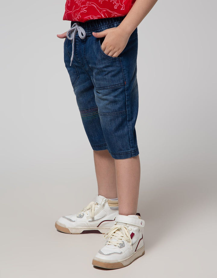 Little M Kontras Stitch Denim Pendek Anak Laki-laki