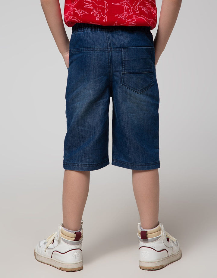 Little M Kontras Stitch Denim Pendek Anak Laki-laki