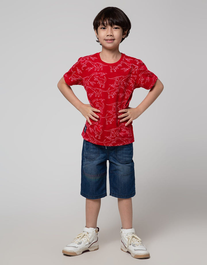 Little M Kontras Stitch Denim Pendek Anak Laki-laki