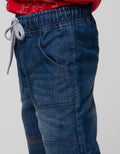 Little M Kontras Stitch Denim Pendek Anak Laki-laki