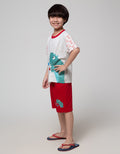 Little M Top-Bottom Set T-Shirt Tangan Print Handsome Dino