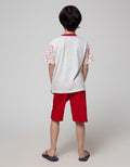 Little M Top-Bottom Set T-Shirt Tangan Print Handsome Dino