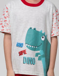 Little M Top-Bottom Set T-Shirt Tangan Print Handsome Dino