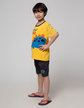 Little M Top-Bottom Set T-Shirt Tangan Print Handsome Dino