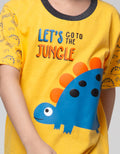 Little M Top-Bottom Set T-Shirt Tangan Print Handsome Dino