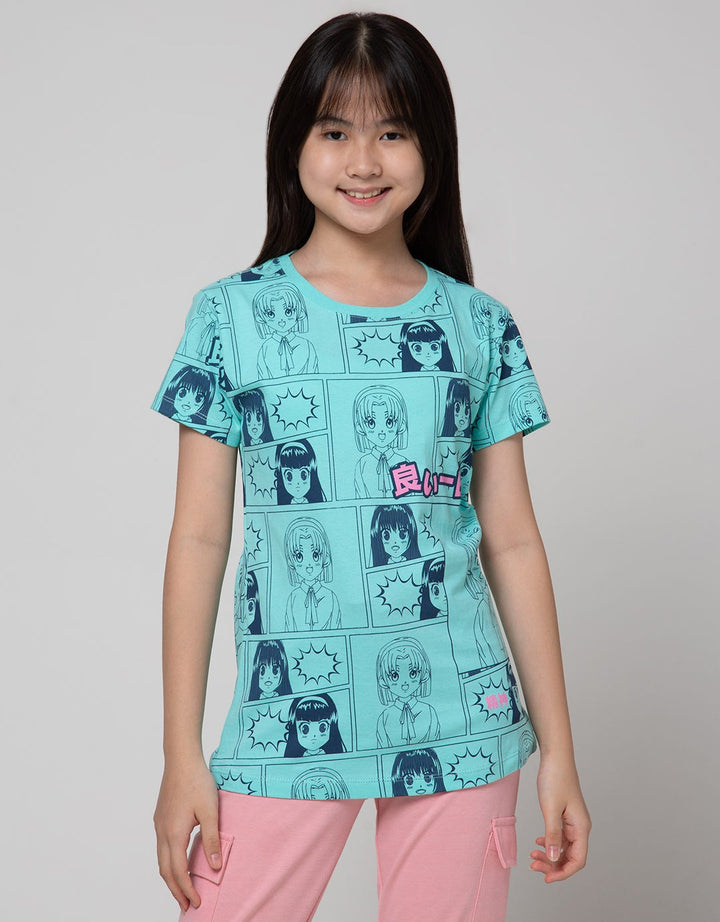 Aero Short Sleeve T-Shirt Anime Komik Girl