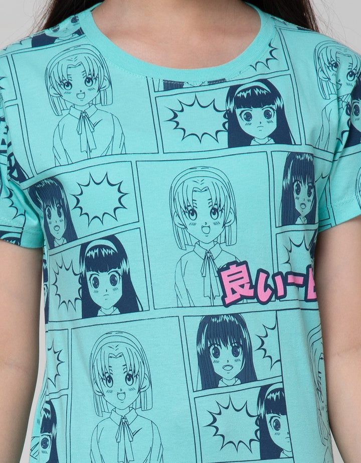 Aero Short Sleeve T-Shirt Anime Komik Girl