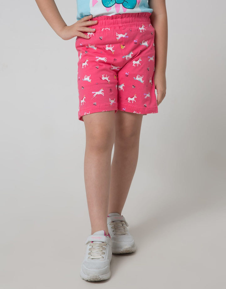 Little M Print Uni Celana Pendek Anak Perempuan