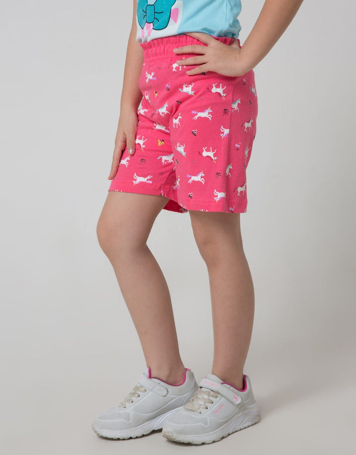 Little M Print Uni Celana Pendek Anak Perempuan