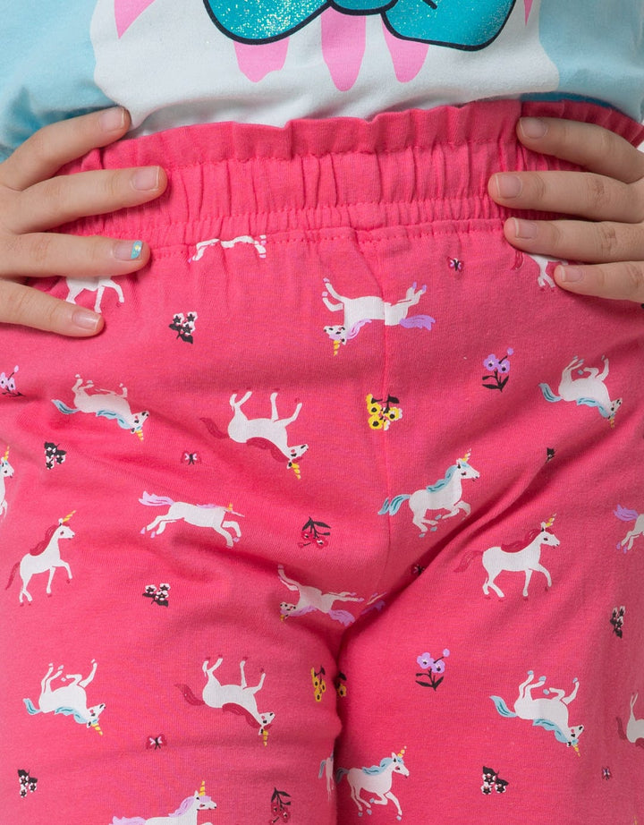 Little M Print Uni Celana Pendek Anak Perempuan