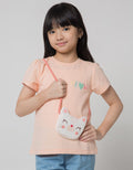 Little M Meow Print Kaos Anak Perempuan