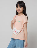 Little M Meow Print Kaos Anak Perempuan