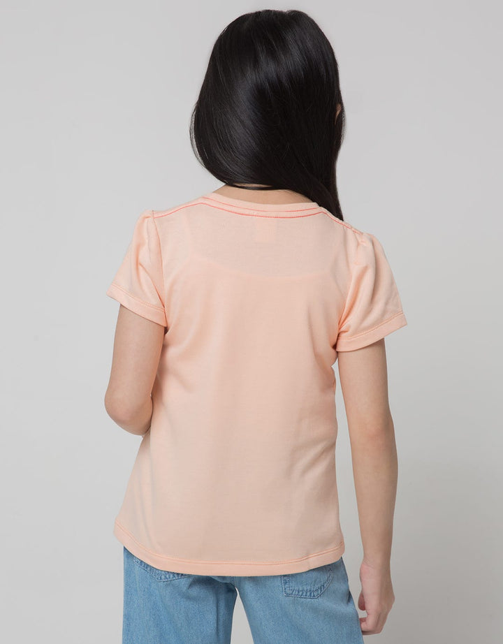 Little M Meow Print Kaos Anak Perempuan