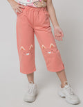 Little M Kucing Print Celana Crop Anak Perempuan