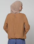 Annisa Long Sleeve Blouse Plain With Smok On Waist And Sleeve Hem