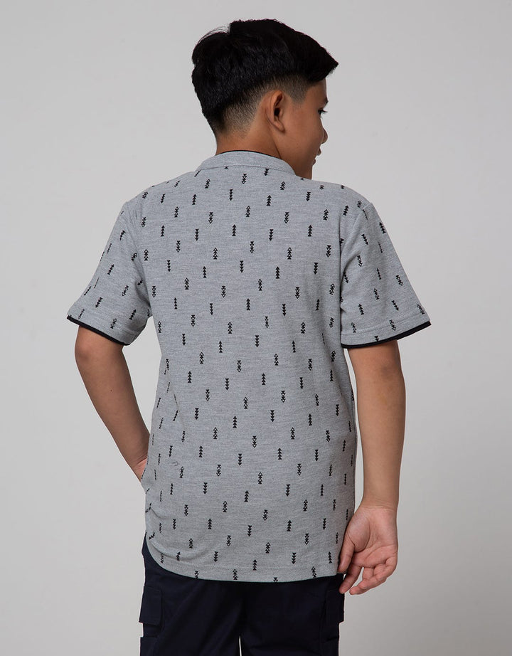 Nevada Short Sleeve Henley Fullprint Geometri Lah3