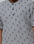 Nevada Short Sleeve Henley Fullprint Geometri Lah3