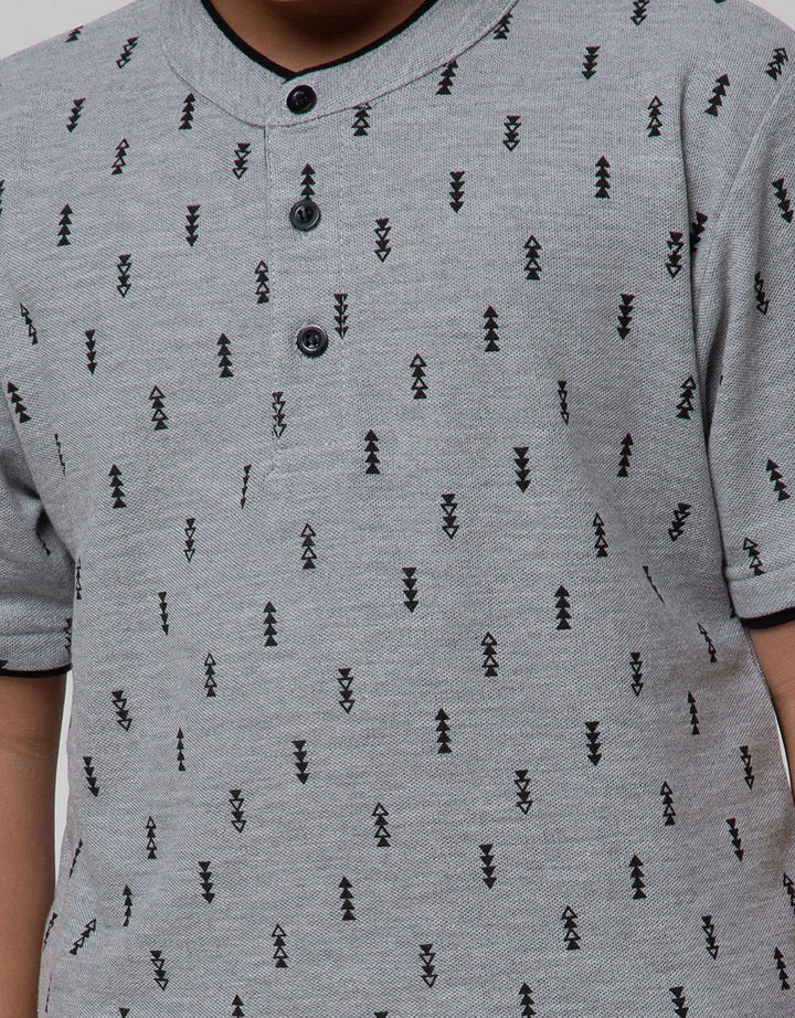 Nevada Short Sleeve Henley Fullprint Geometri Lah3