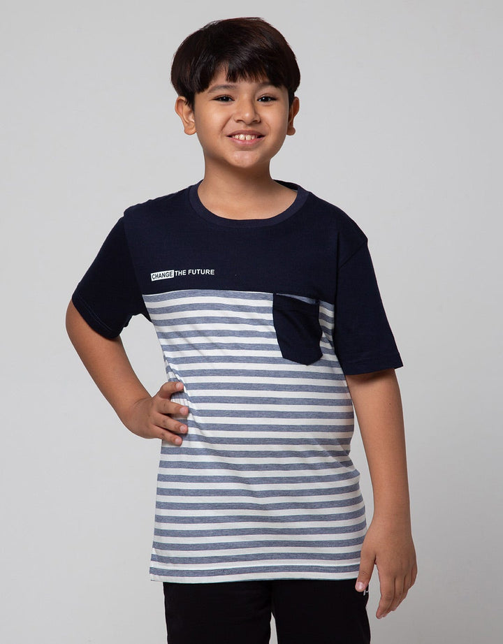 Nevada Short Sleeve T-Shirt Yarndyed Stripe With Pocket