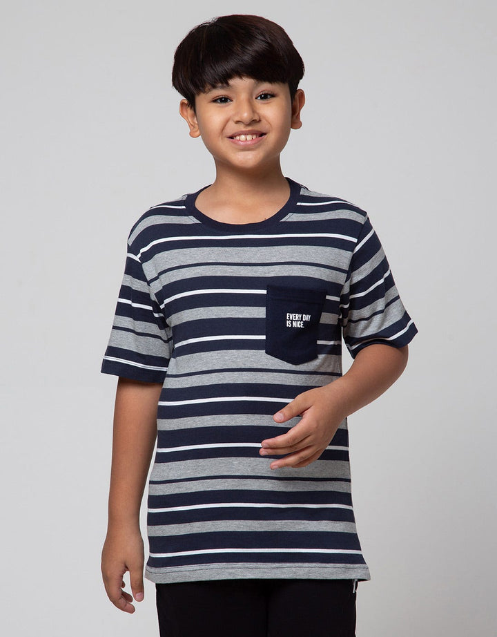 Nevada Short Sleeve T-Shirt Yarndyed Stripe With Pocket