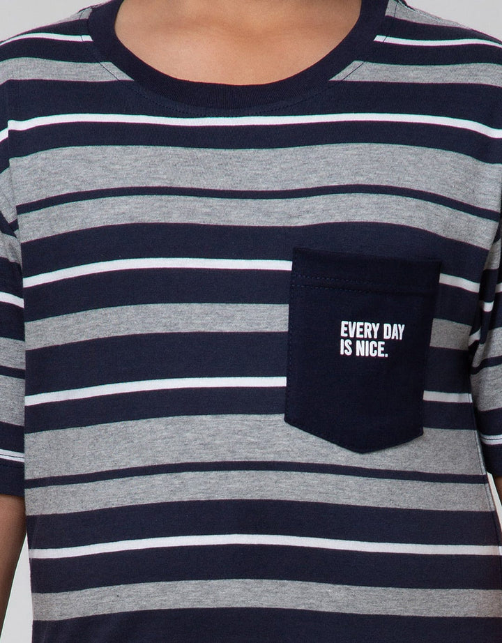 Nevada Short Sleeve T-Shirt Yarndyed Stripe With Pocket