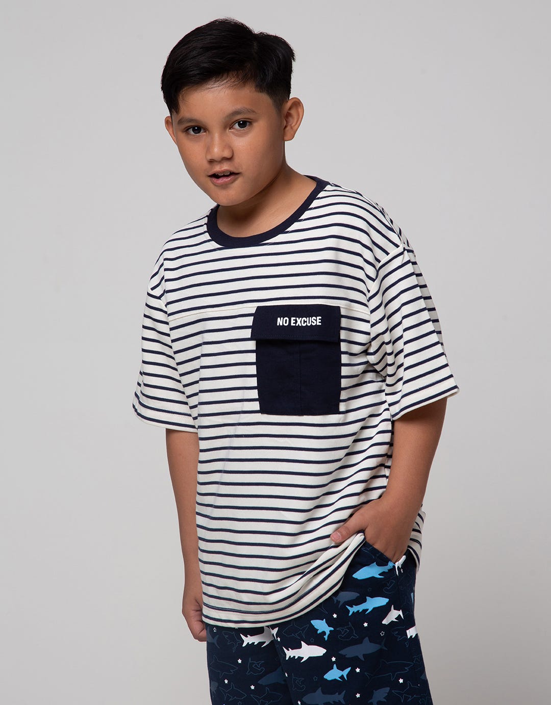 Nevada Short Sleeve T-Shirt Yarn Dyed Stripe Pocket Oversized
