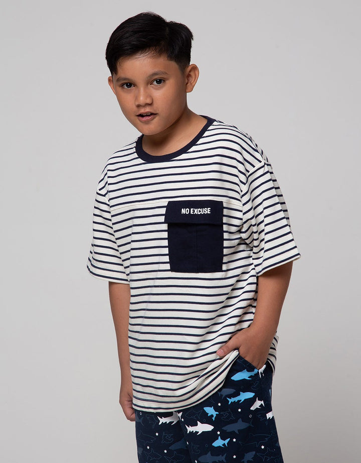 Nevada Short Sleeve T-Shirt Yarn Dyed Stripe Pocket Oversized