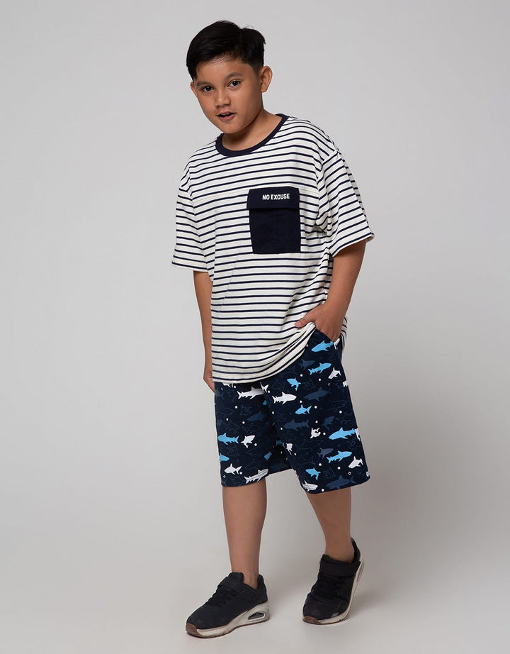 Nevada Short Sleeve T-Shirt Yarn Dyed Stripe Pocket Oversized
