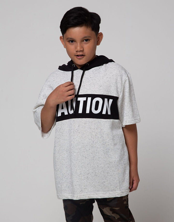 Nevada Short Sleeve T-Shirt Hoodie Melange Caution Oversized