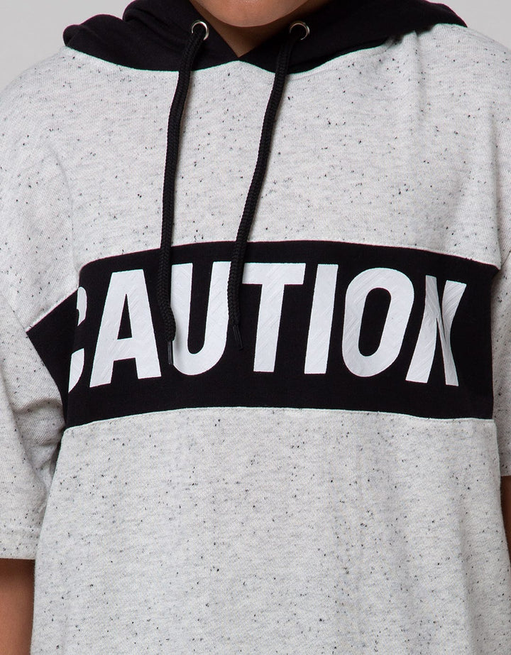 Nevada Short Sleeve T-Shirt Hoodie Melange Caution Oversized
