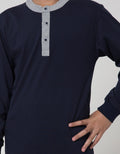 Nevada Long Sleeve T-Shirt Henley Solid Navy List