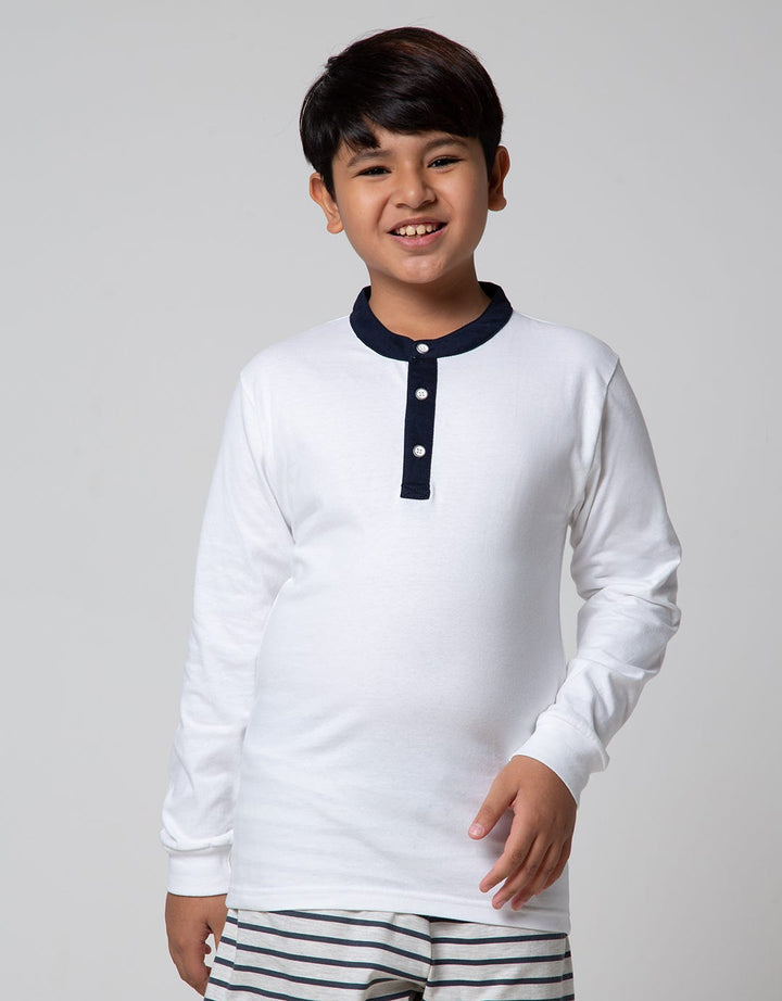 Nevada Long Sleeve T-Shirt Henley Solid White List