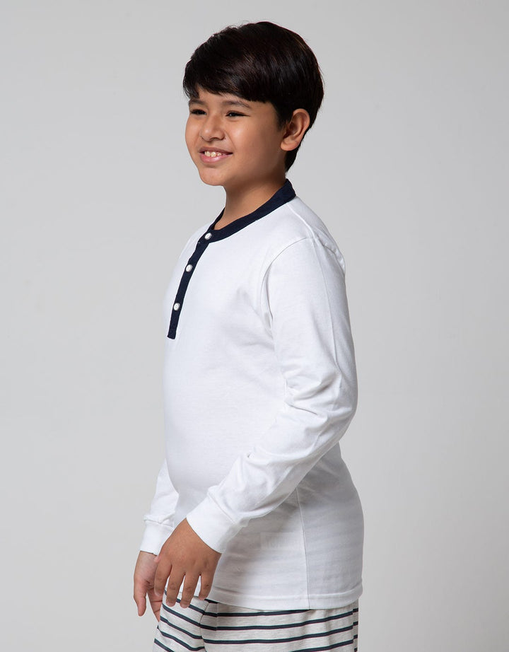 Nevada Long Sleeve T-Shirt Henley Solid White List