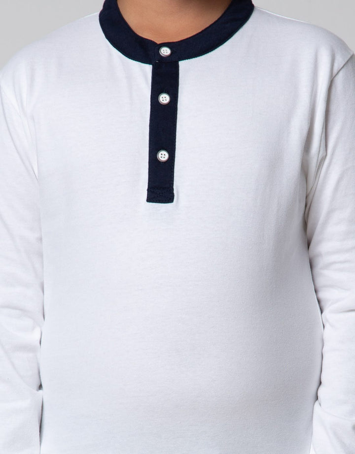 Nevada Long Sleeve T-Shirt Henley Solid White List