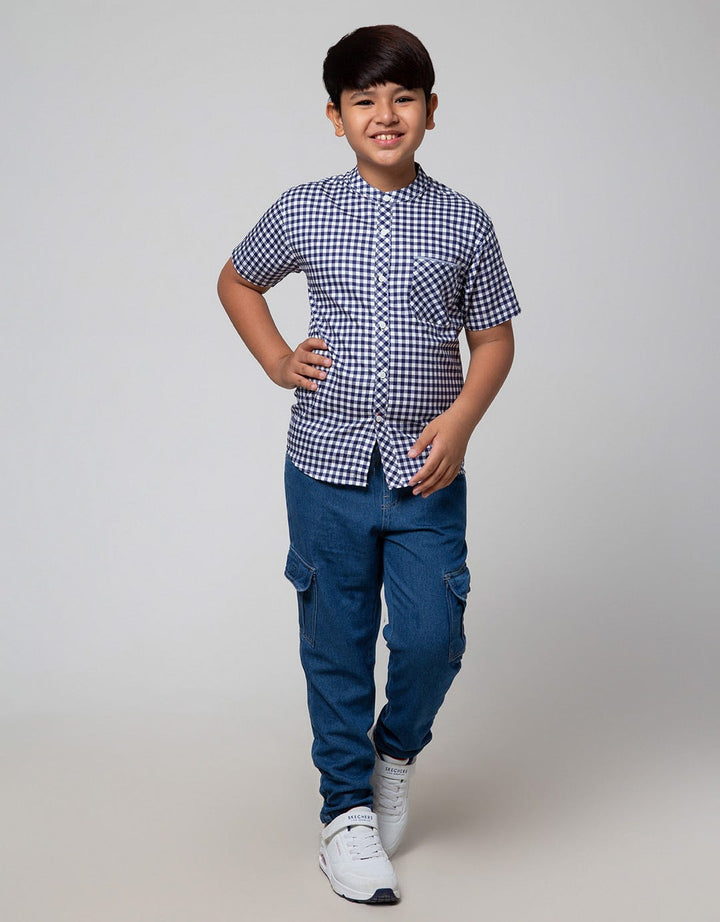 Nevada Short Sleeve Shirt Poplin Koko Casual Print Small Check