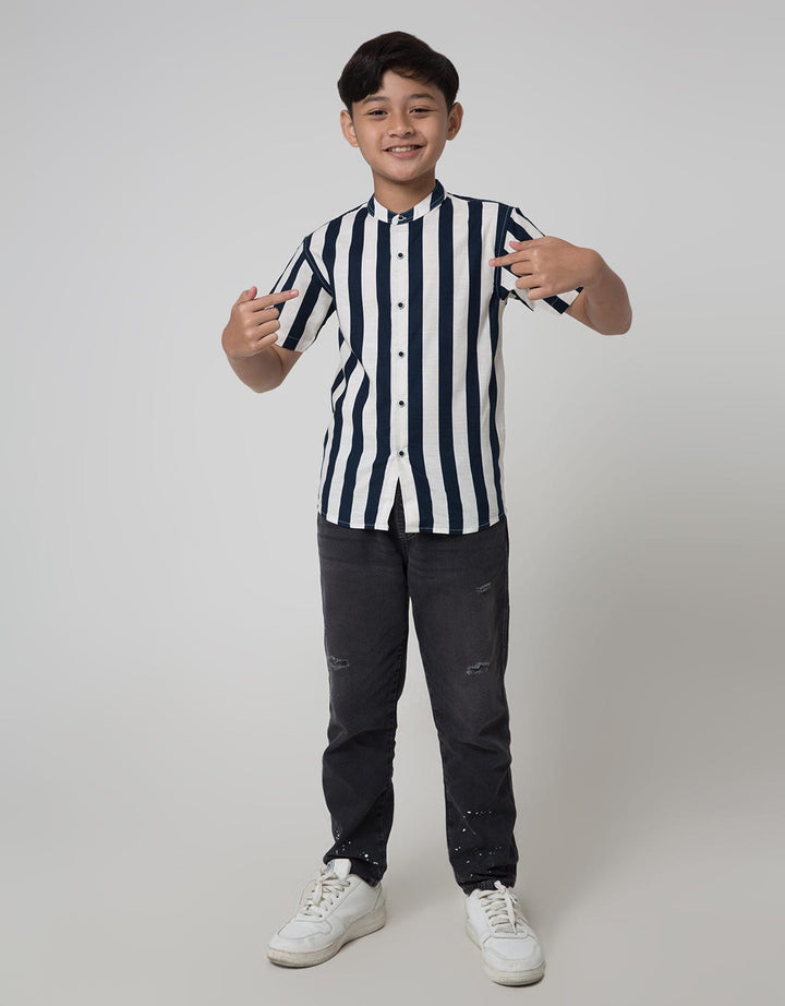 Nevada Slub Stripe Kemeja Anak Laki-laki
