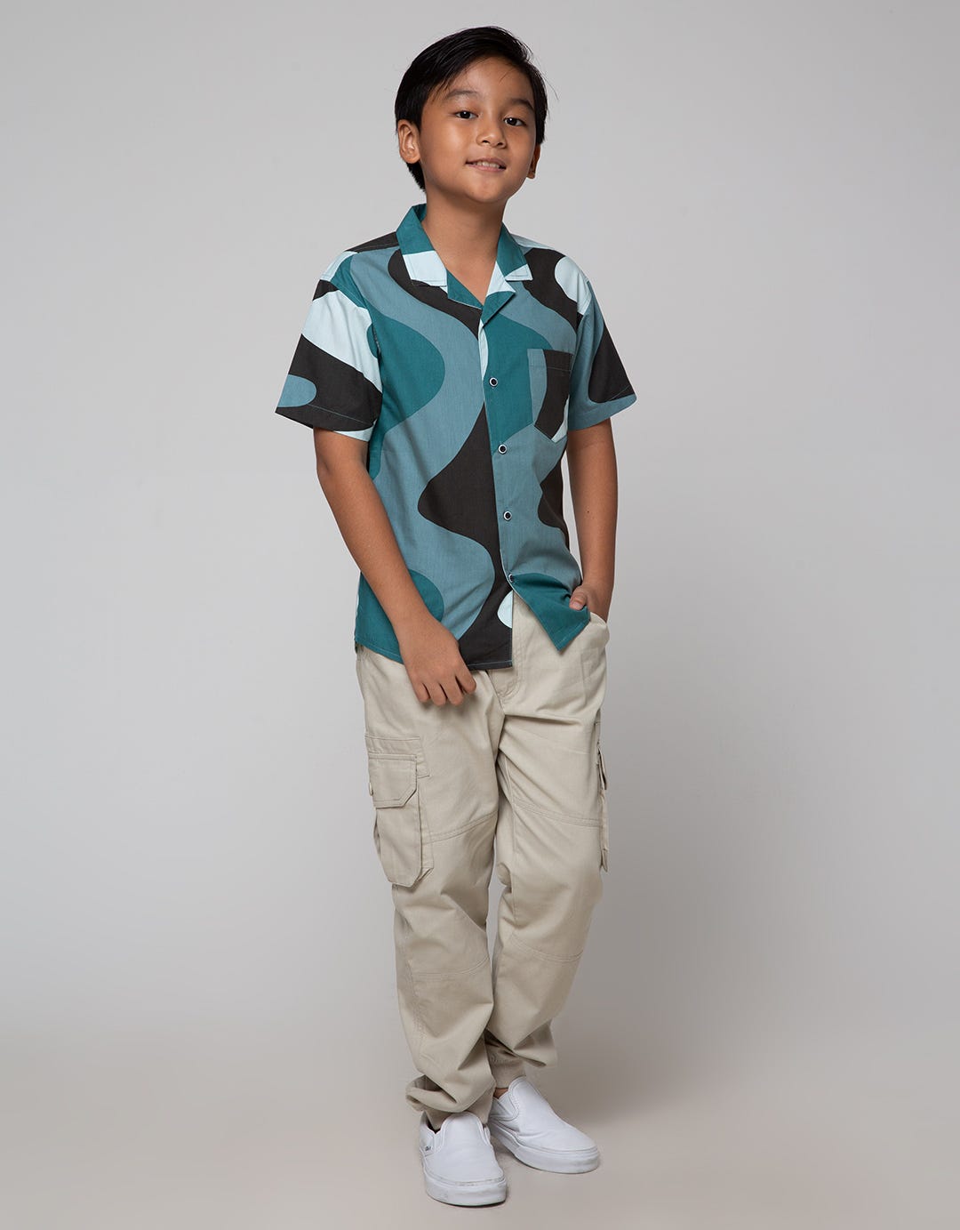 Nevada Cuban Collar Kemeja Anak Laki-Laki