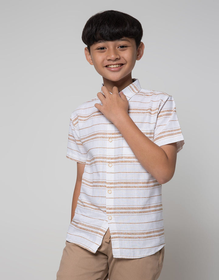 Nevada Short Sleeve Shirt Linen Slub Stripe