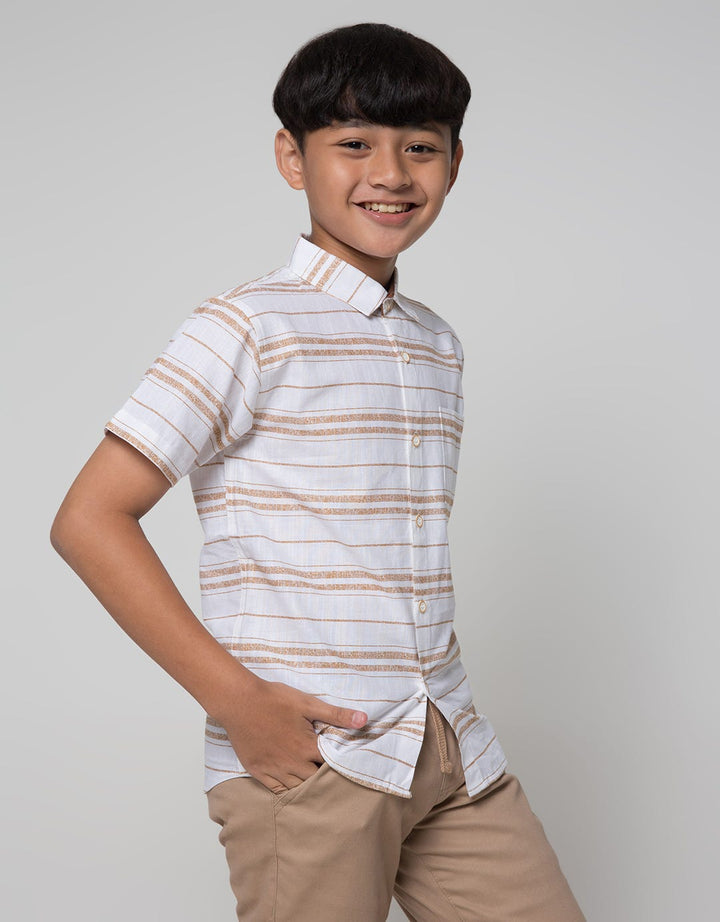 Nevada Short Sleeve Shirt Linen Slub Stripe