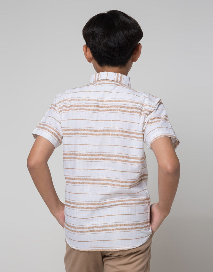 Nevada Short Sleeve Shirt Linen Slub Stripe