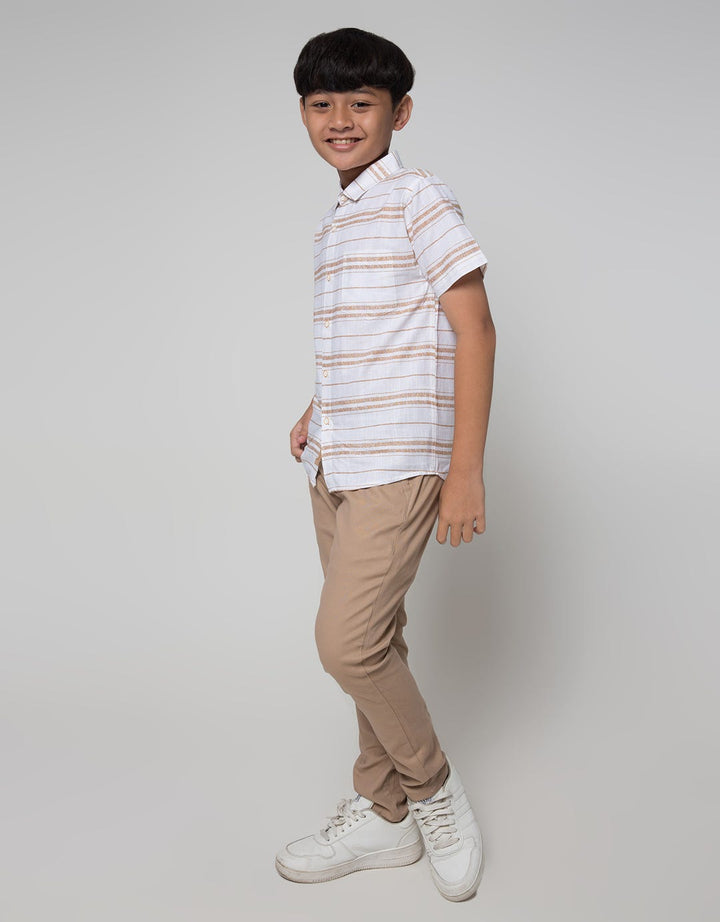 Nevada Short Sleeve Shirt Linen Slub Stripe