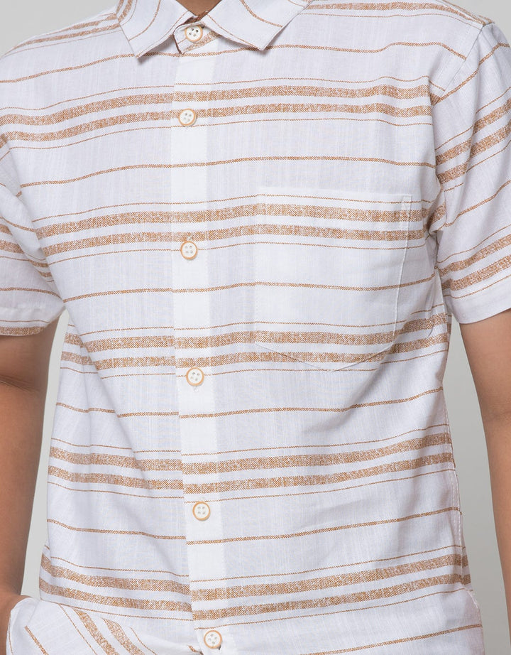 Nevada Short Sleeve Shirt Linen Slub Stripe