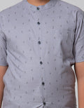 Nevada Short Sleeve Shirt Linen Slub Print Geometri Kaktus Koko Casual