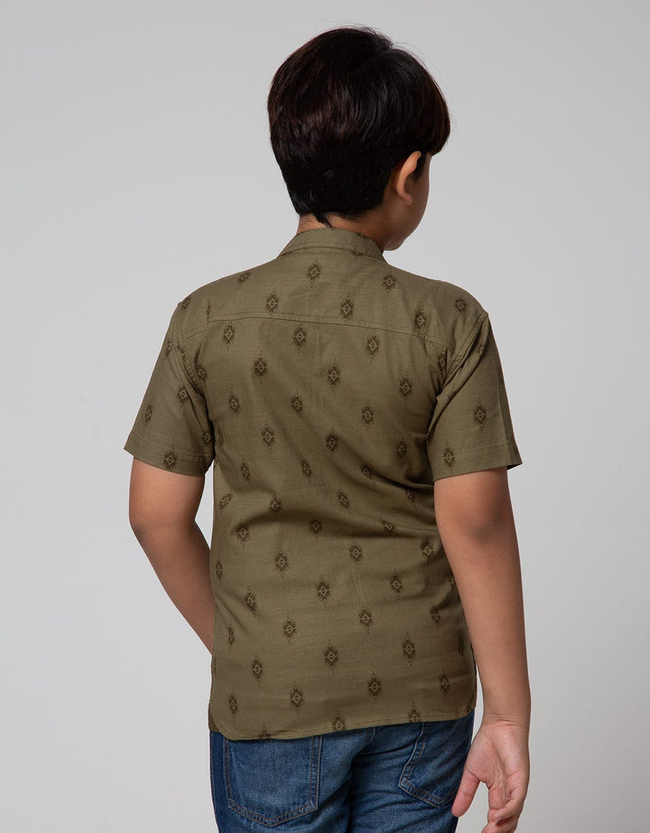 Nevada Short Sleeve Shirt Linen Slub Geometri Koko